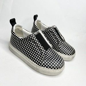 Pierre Hardy Unisex Kids Boy Girl Black White Checkerboard Slider Sneakers EU 27